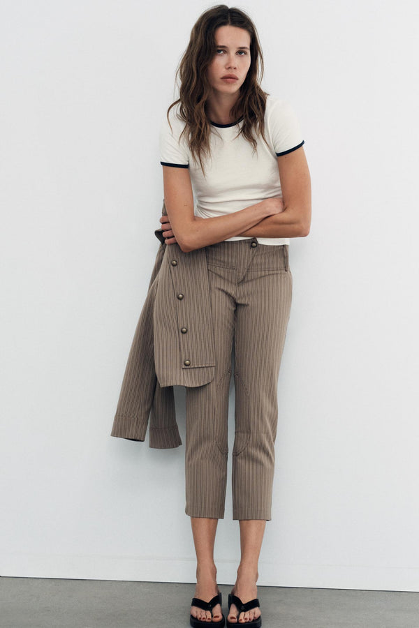 Pinstripe Straight Leg Pants