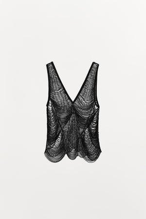 Noir Cascade Beaded Top
