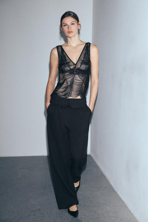 Noir Cascade Beaded Top