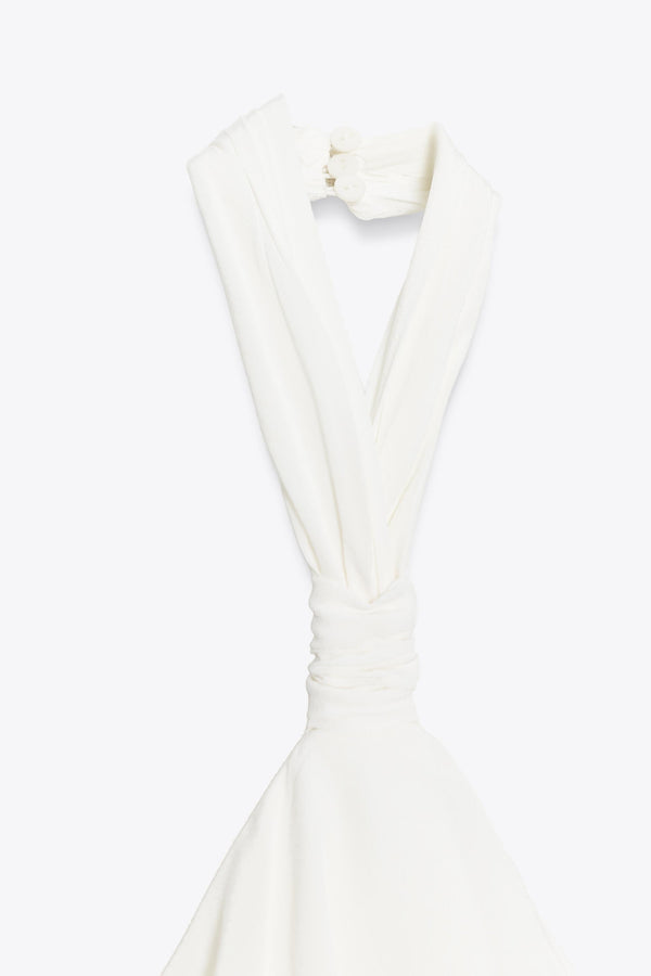 Cloud Ruffle Halter Dress