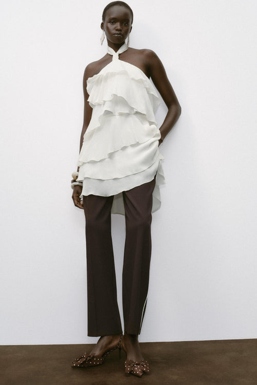 Cloud Ruffle Halter Dress