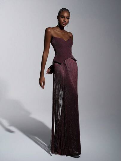 Midnight Fringe Corset Gown