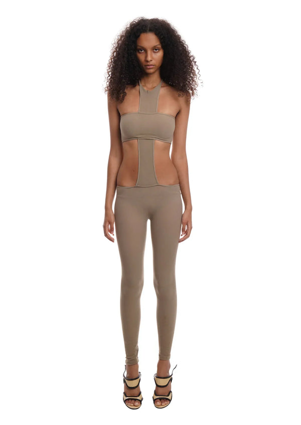 Cutout Halter Bodysuit Set