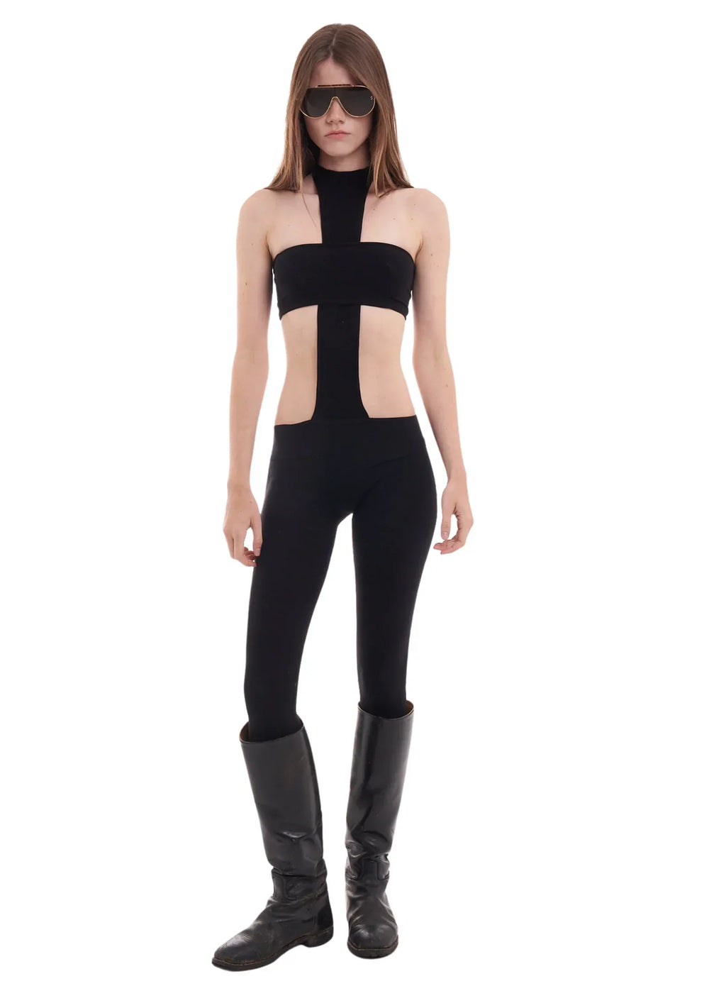 Cutout Halter Bodysuit Set