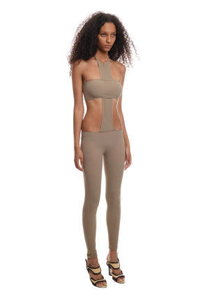 Cutout Halter Bodysuit Set