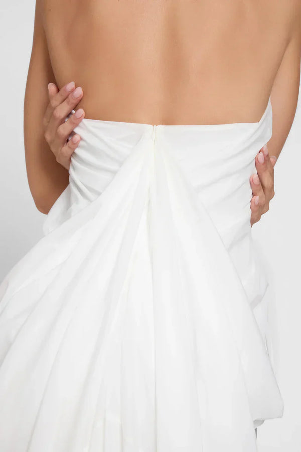 Cascade Drape Halter Gown