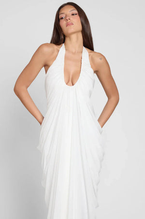 Cascade Drape Halter Gown