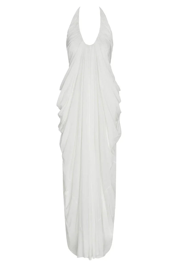 Cascade Drape Halter Gown