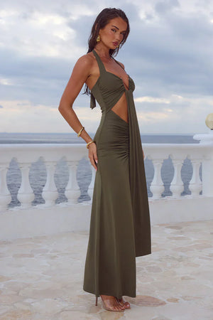 Cutout Halter Maxi Dress