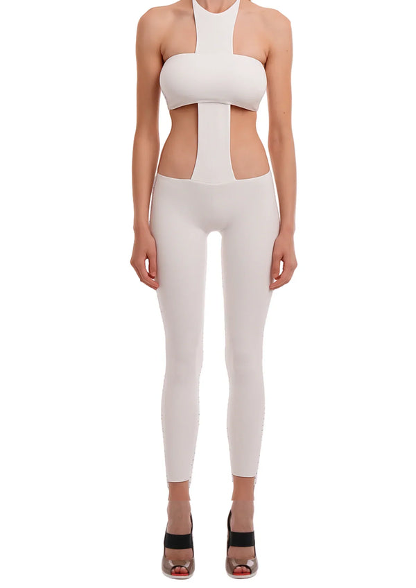 Cutout Halter Bodysuit Set